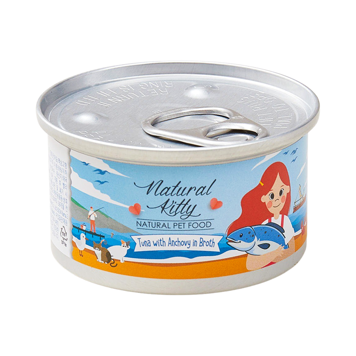 내추럴키티 내추럴 참치와 멸치수프 캔 80g