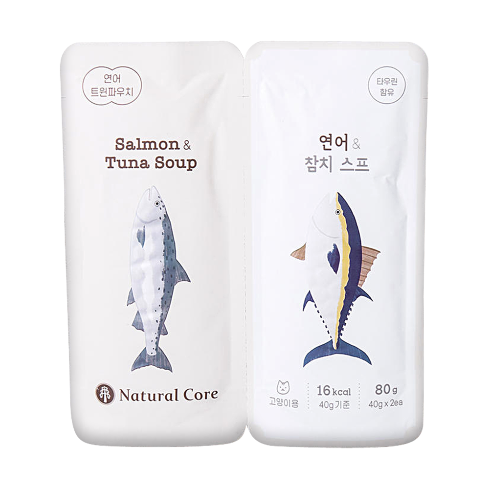 네츄럴코어 연어&참치 스프 트윈파우치 80g