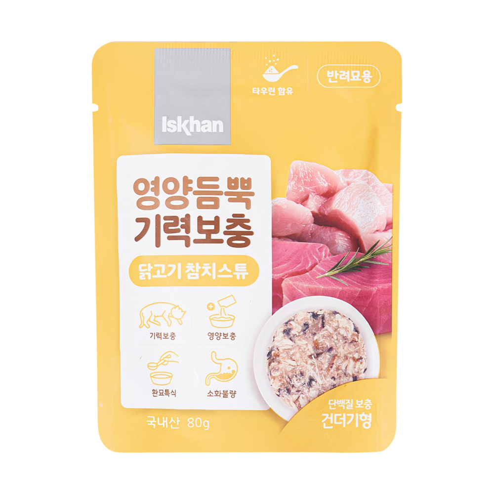 이즈칸 캣 영양듬뿍 기력보충 닭고기 참치스튜 파우치 80g