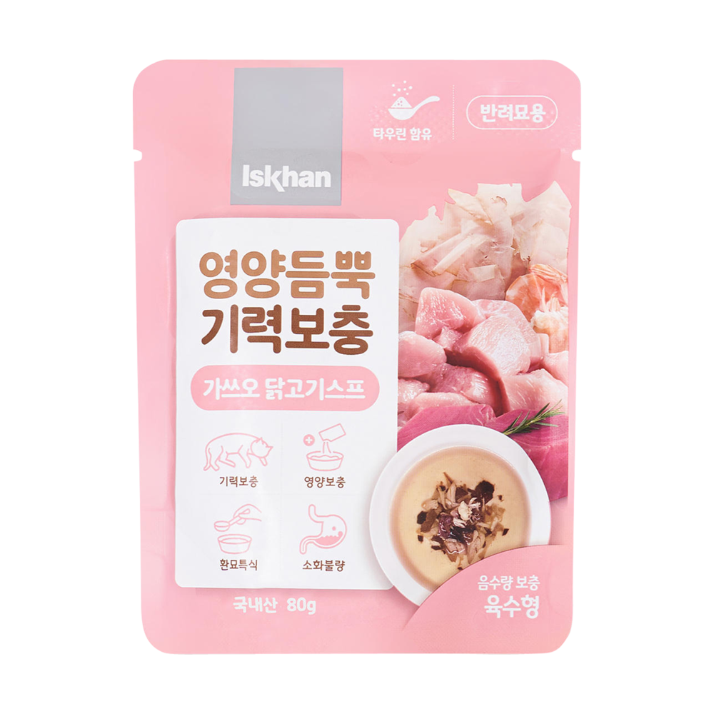 이즈칸 캣 영양듬뿍 기력보충 가쓰오 닭고기스프 파우치 80g