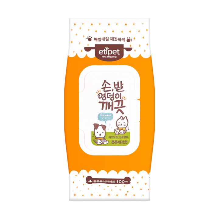 에티펫 손,발 엉덩이 깨끗 도톰한 티슈 100매