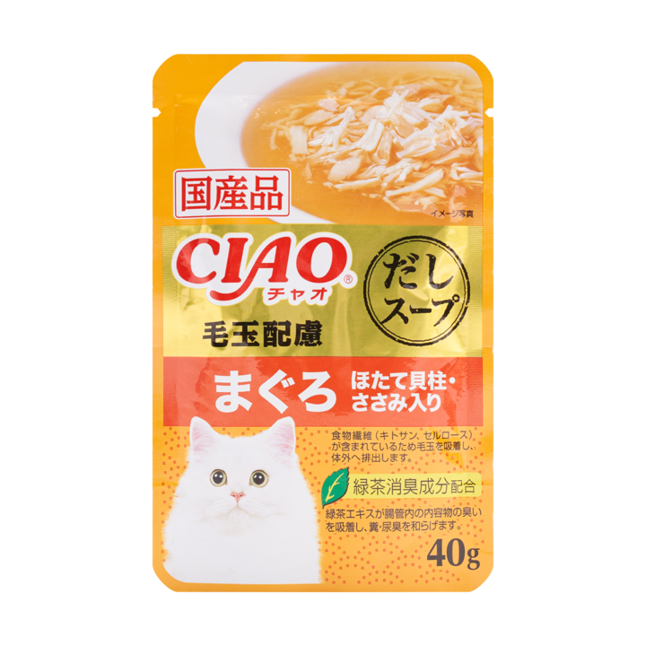 이나바 챠오 다시스프 헤어볼케어 참치&가리비&닭가슴살 40g