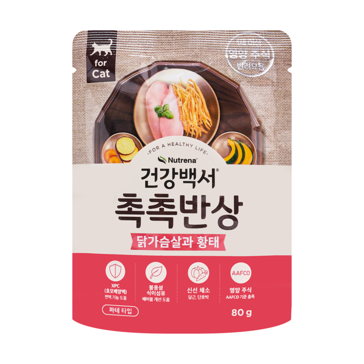 건강백서 촉촉반상 닭가슴살&황태 파우치 80g