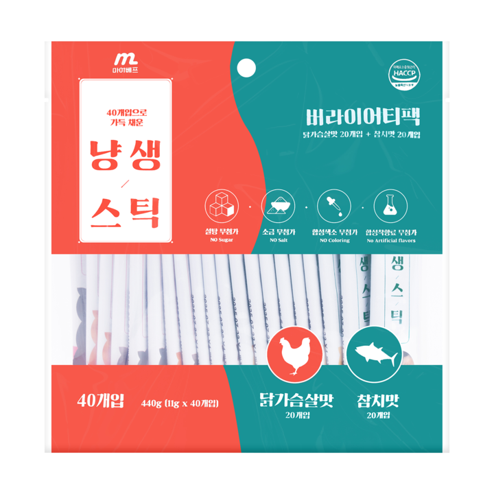 마이베프 냥생스틱 닭가슴살&참치 버라이어티 40개입