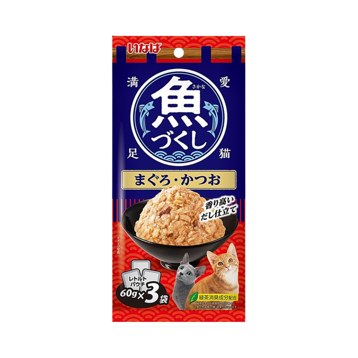 이나바 챠오 생선가득 파우치 참치&가다랑어 60g 3개입