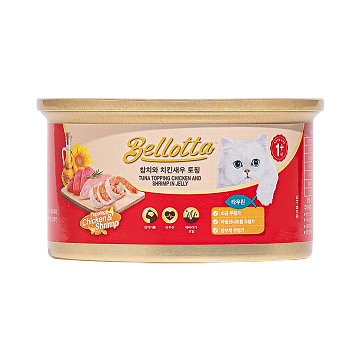벨로타 캣 캔 참치와 치킨 새우 토핑 85g